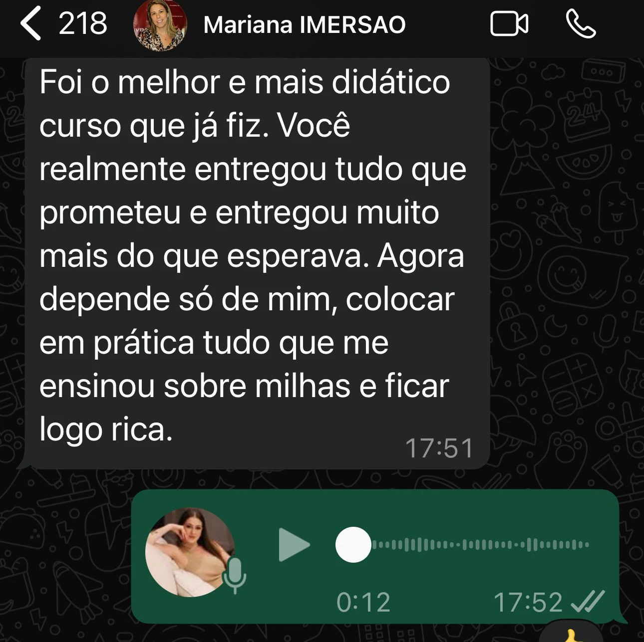 Relato de aluno — depoimento 1